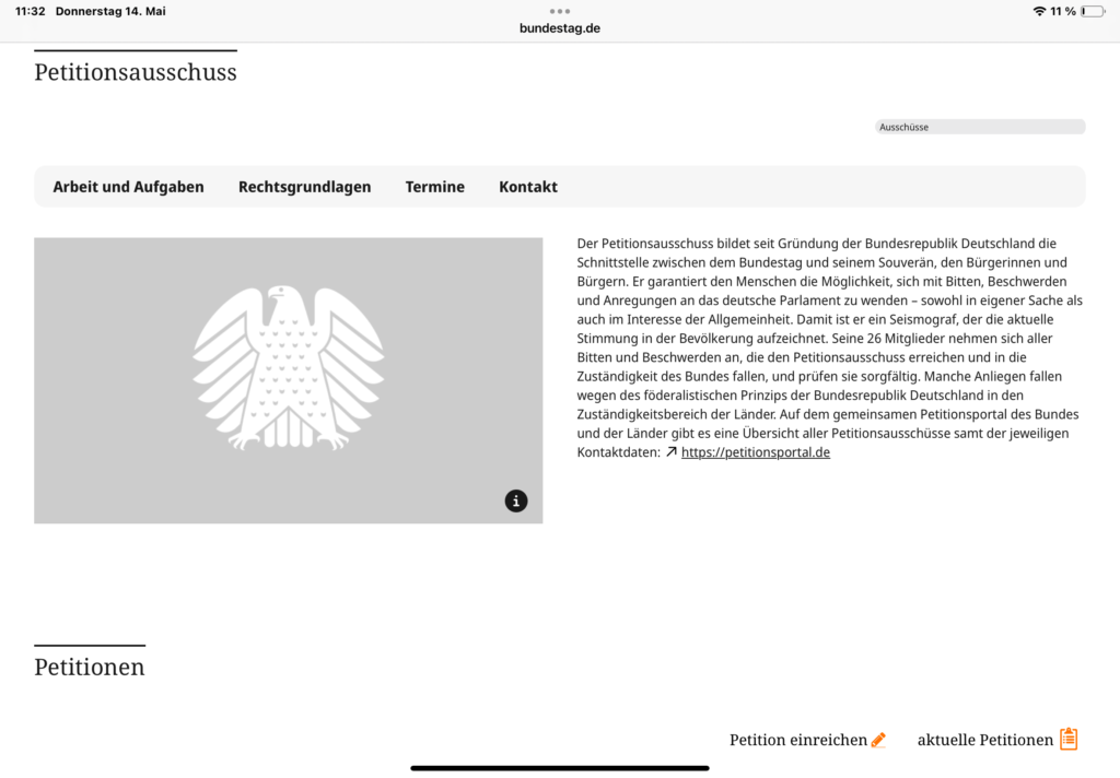Petitionsausschuss und der neue Bundesadler.